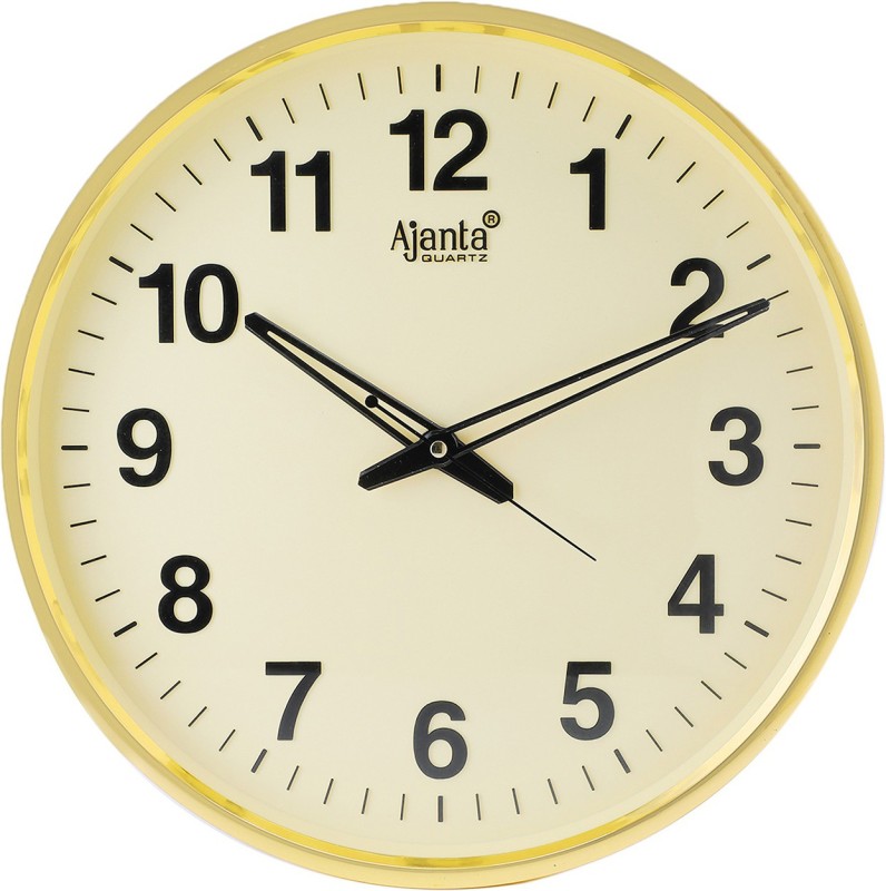 Ajanta Analog 32 cm X 32 cm Wall Clock(Beige, With Glass)