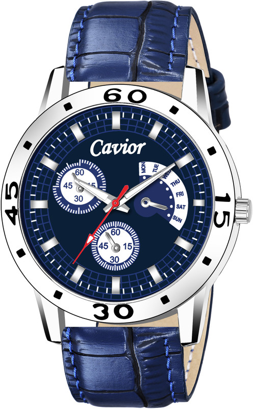 cavior NB-Premium CAV-MS051-BB-LM Blue Round Dial Leather Strap Water Resistant Watch for Men Analog Watch  - For Men