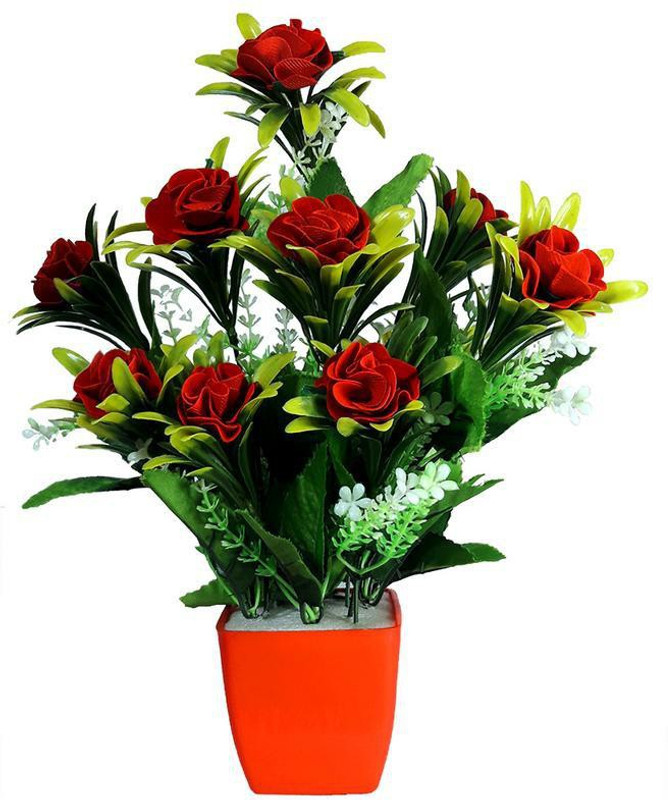 blue penguin Blossom Orchid Bunch, Unique, Red Orchids Artificial Flower  with Pot(12 inch, Pack of 1)