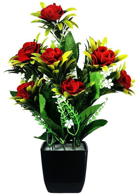 blue penguin Blossom Orchid Bunch, Unique, Red Orchids Artificial Flower  with Pot(12 inch, Pack of 1)