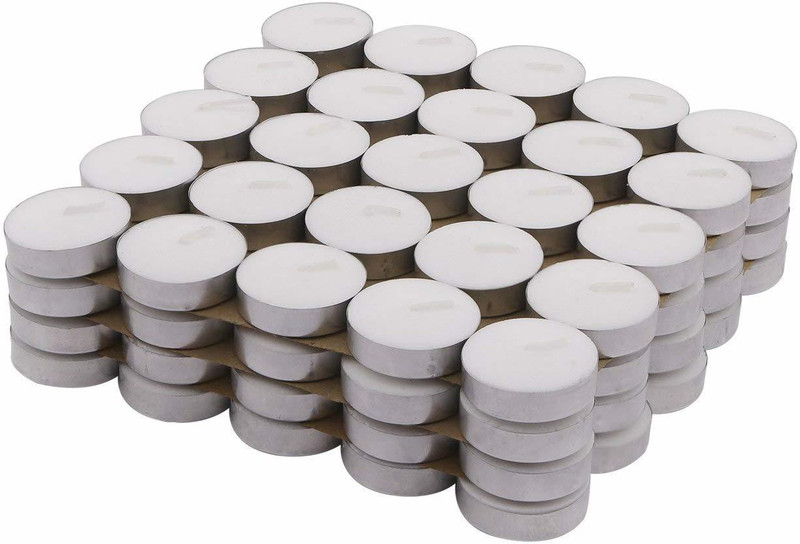 tedmei Khushi- Solimo Wax Tealight Candles (Set of 100, Unscented) Aluminium 100 - Cup Tealight Holder Set(White, Pack of 1)