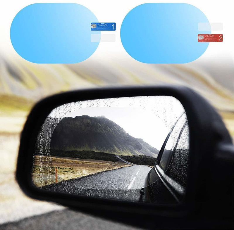 tryokart 2 PCS HD Anti Fog Film for Car Rear View Mirror and Side Window Glass Car Mirror Rain Blocker(Blue)