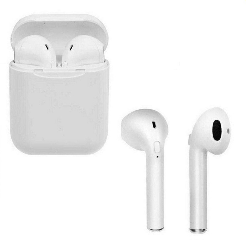 techpitara wireless Earpod Bluetooth Headset with Mic(White, In the Ear)