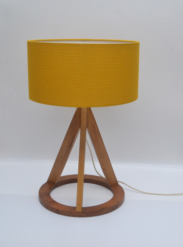 wowcrafts Textured Yellow Lining Color Hand Loom Rich Fabric Table Lamp(55 cm, Yellow Lining)