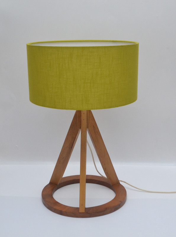 wowcrafts Textured Lime Color Hand Loom Rich Fabric Round Table Lamp(55 cm, Lime)