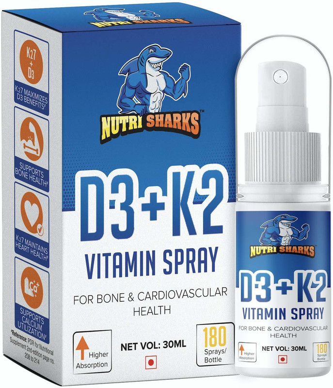 nutrisharks D3 With K2 Vitamin Spray For Bone & Heart Health - 30 ml(30 ml)