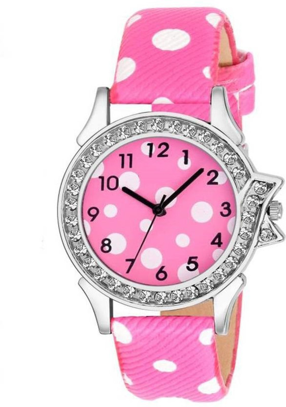 khoosanta Girls Collection White Spot Leather Belt Analog Watch - For Women Analog Watch  - For Women
