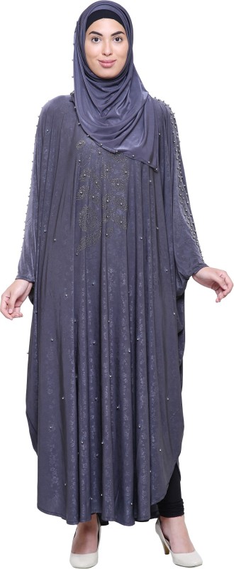 BINISH Womens Imported Kaftan Chadari Style Fabric Stone Work Abaya Burqa (Grey_Colour)...