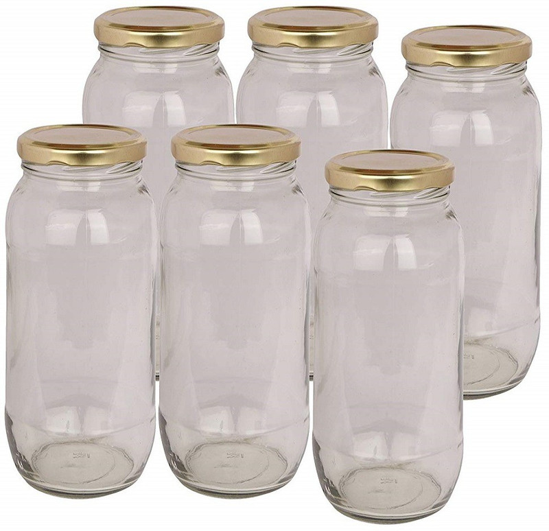 vyog enterprise 1 L GLASS BOTTLE 1000 ml Bottle(Pack of 6, Clear)