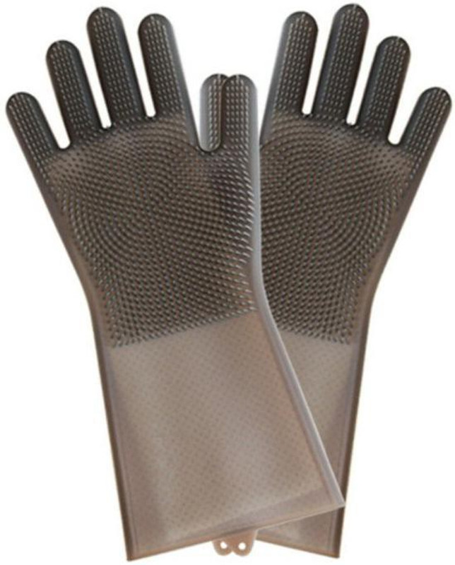 saisaien Silicon Gloves Perfect Kitchen Tool For Women Heat & Water Resistant Reusable Wet and Dry Glove(Free Size)