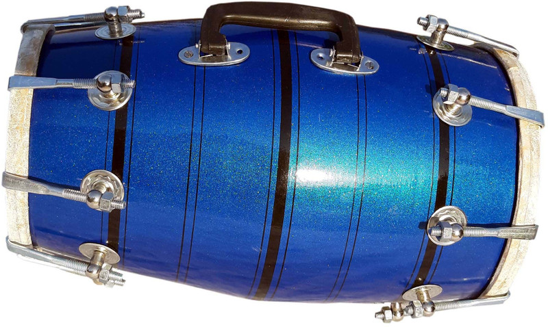 GT manufacturers Dholak Blue Shiny Mango wood With Free carry Bag Nut & Bolts Dholak(Blue)