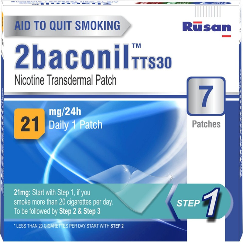 2baconil 21Mg Nicotine Patch for Quit Smoking-STEP 1 24 hour patch Smoking Patch(Pack of 7)