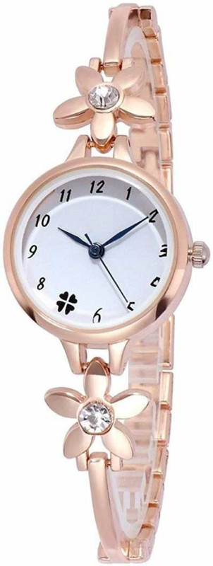 beamingtraders NEW FANCY WHITE DIAL-ROSE GOLD STRAP BRACELET WATCH FOR WOMEN Analog Watch  - For Women
