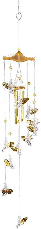 shanol shanol lovely angel Wind Chimes for Home Balcony Positive Energy Good Sound Angel Cupid Yard Garden Hanging Decor Steel, Crystal Windchime  (30 inch, Multicolor) 5 golde plated pipes and 9 angals attached its good for feng shui Steel, Crystal Windchime(30 inch, Multicolor)