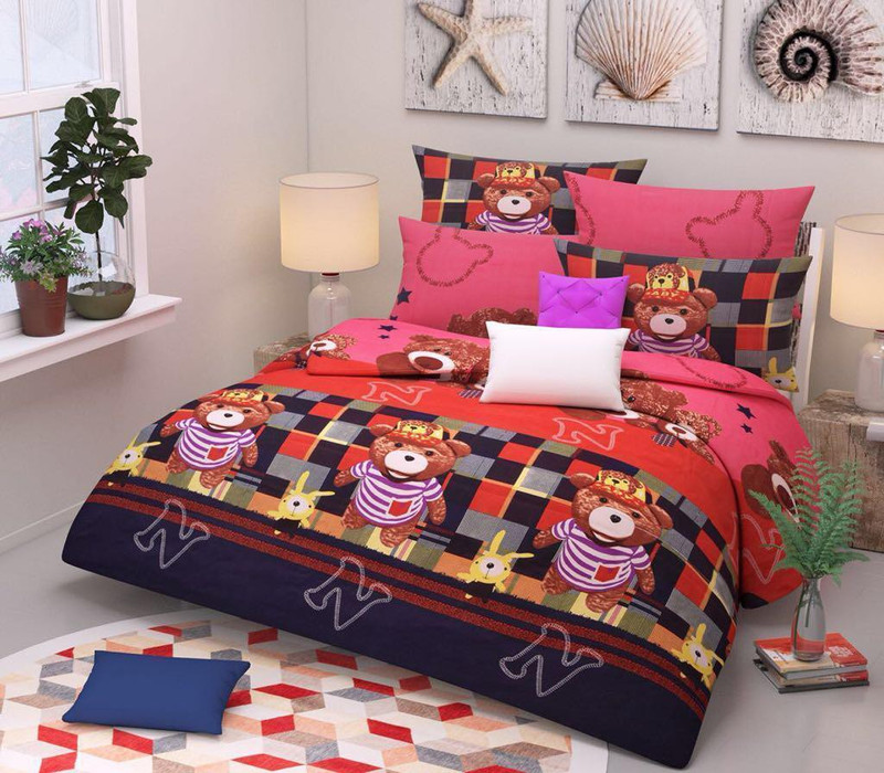 aggarwal fashion gallery Polycotton Double Flat 200 TC Printed 1 Bedsheet with 2 Pillow Covers(Multicolor)