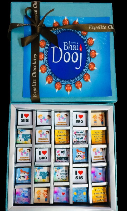 Expelite Bhai Dooj chocolates- assorted sweets-25 Chocolate Gift Box Bars(25 x 22 g)