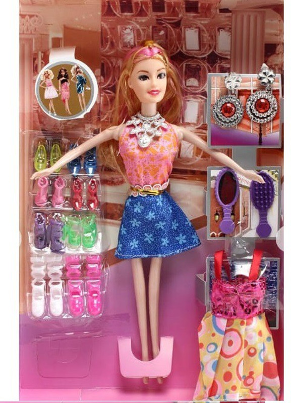 poksi set of 9 beautiful fashion dolls with shoes and other accesories(Multicolor)