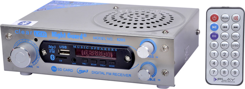 Night Guard AC/DC FM Radio Multimedia Speaker with Bluetooth, USB, SD Card, Aux FM Radio(Silver)