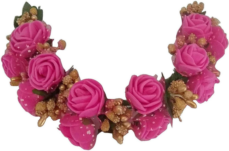 mp craft Flower Bun Hair Gajra Accessories For South Indian Wedding, Juda Decoration Gajra For Women And Girls, Hair Accessory Set(Pink)