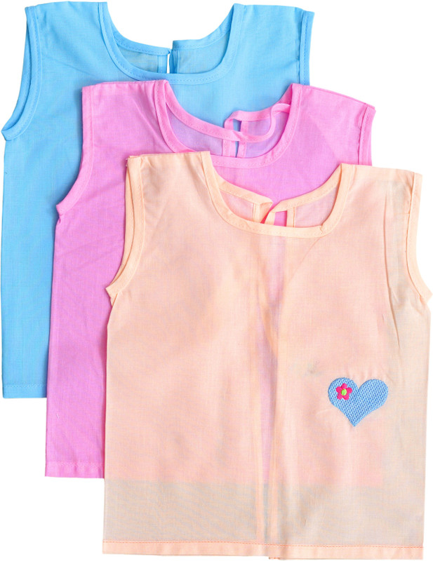 wonder baby Girls Mini/Short Casual Dress(Pink, Sleeveless)