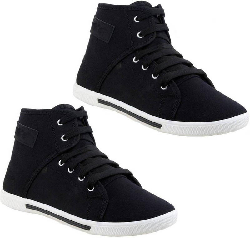 tryviz Boys Lace Sneakers(Black)