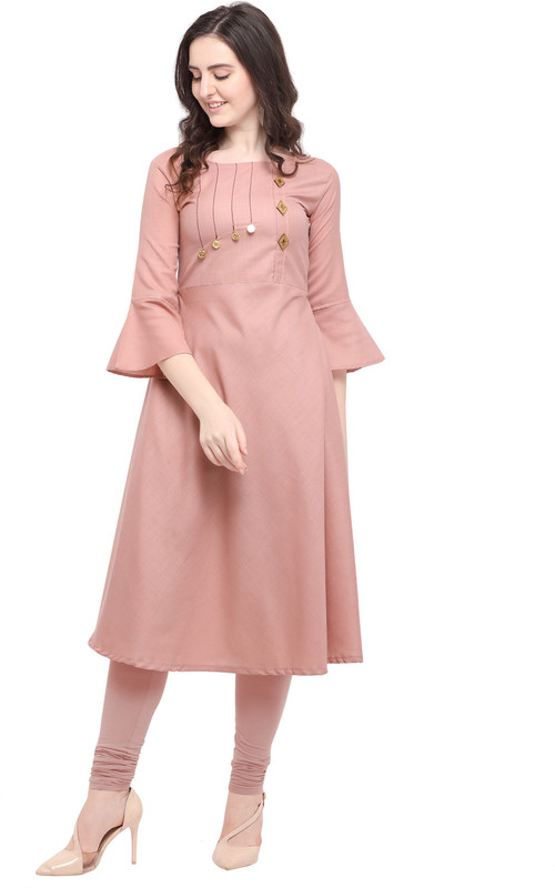 kaival fashion Festive & Party Solid Women Kurti(Pink)