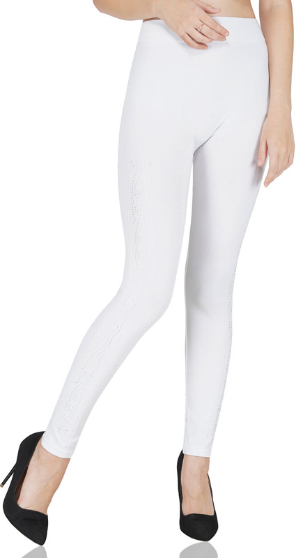 kronmenien Ankle Length  Legging(White, Solid)