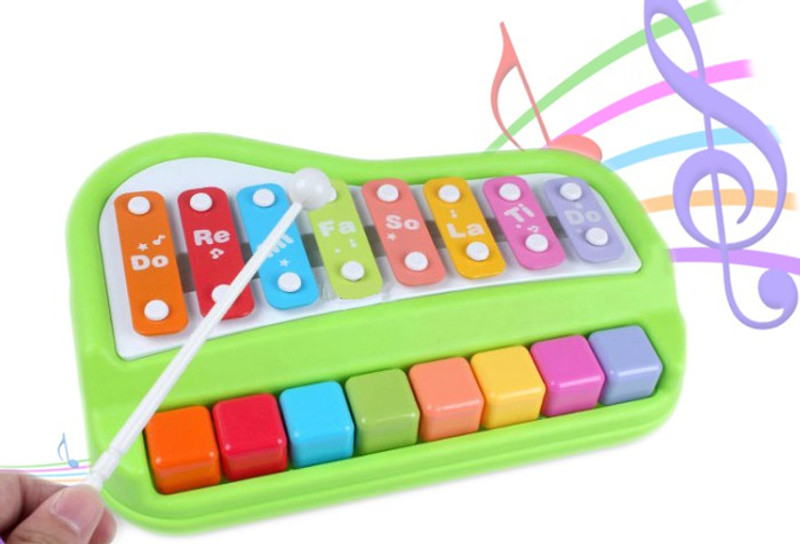 Toyshack 2 in 1 PiaNo Xylophone with 8 Keys, Colorful Musical Instruments Toy for Girls Boys Baby Toddlers(Green)