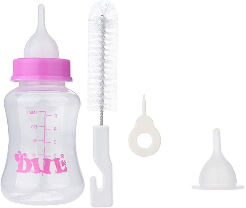 ADIOS Newborn Small Dog Puppy Cat Kitten Rabbit Milk Feeding Nursing Bottle Set ROUND Plastic Pet Bottle(150 ml Multicolor)