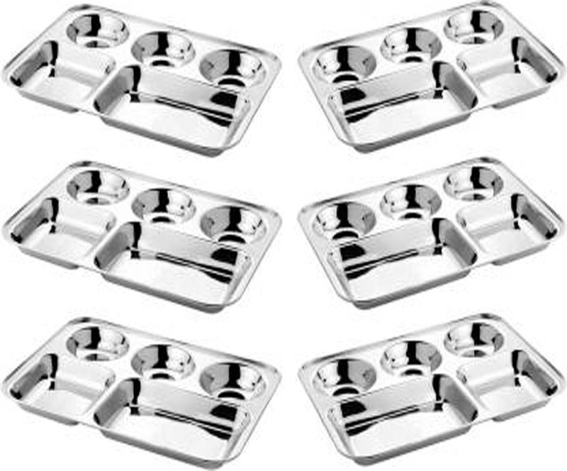 bartan hub Dinner/Lunch Plates (Bhojan Thali set of 6) Dinner Plate(6 Units)