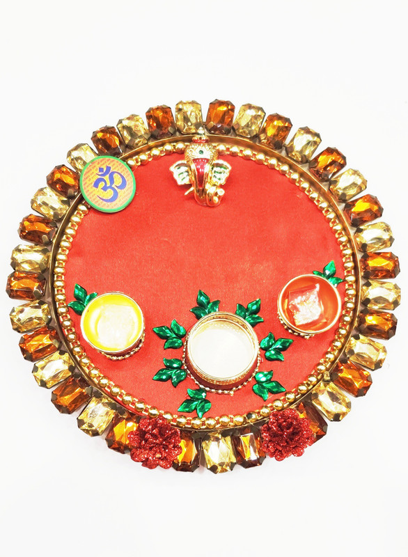 sajawat Sajawat Pooja Thali Copper(1 Pieces, Multicolor)