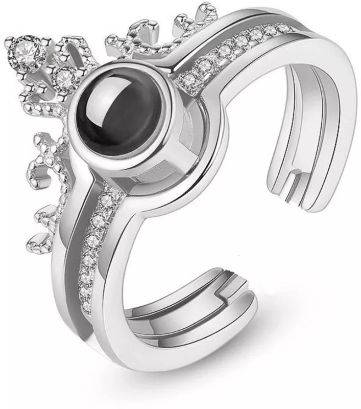 Impression 100-Languages-Silver-Ring Stainless Steel Crystal Ring