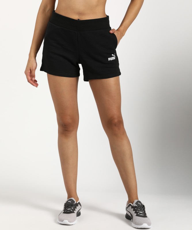 Puma Solid Women Black Sports Shorts