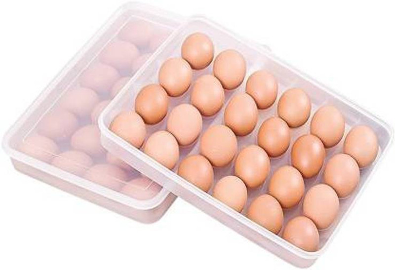 swamatesh Plastic Egg Tray Storage Box With Lid for 24 Eggs  - 2 dozen Plastic Egg Container(Multicolor)