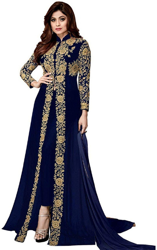 rk hub Anarkali Gown(Blue)