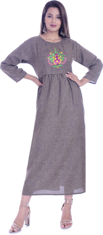 vinayak outfits Women Embroidered Anarkali Kurta(Grey)