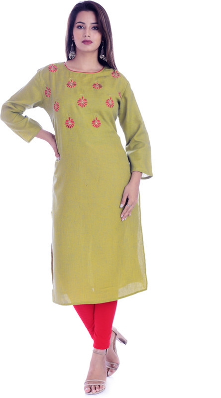 vinayak outfits Women Embroidered Straight Kurta(Green)
