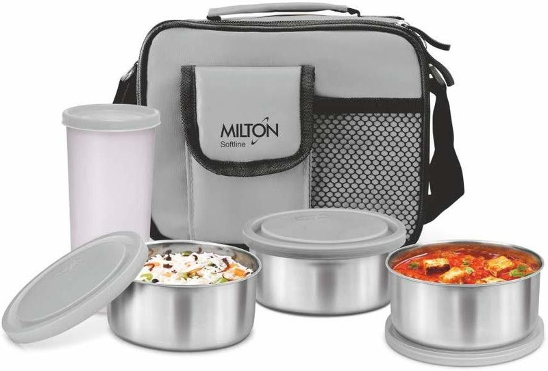 MILTON Steel Combi Meal 3 Containers Stainless Steel Office Lunch Box(350 ml)