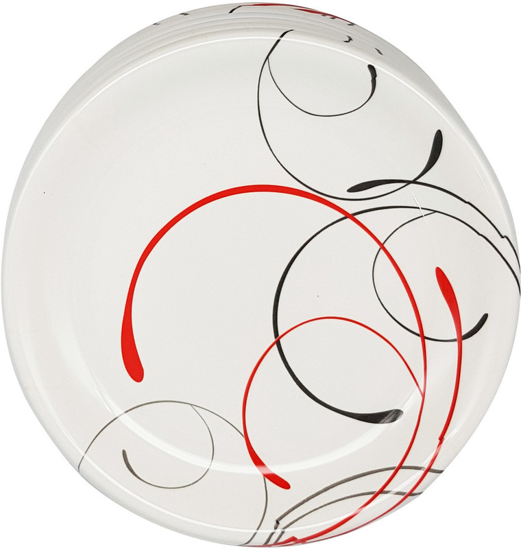 cloudsell Round Full 6 Pcs Plate Dinner Set, Royal Sprout Loop Printed Design Dinner Plate(6 Units)