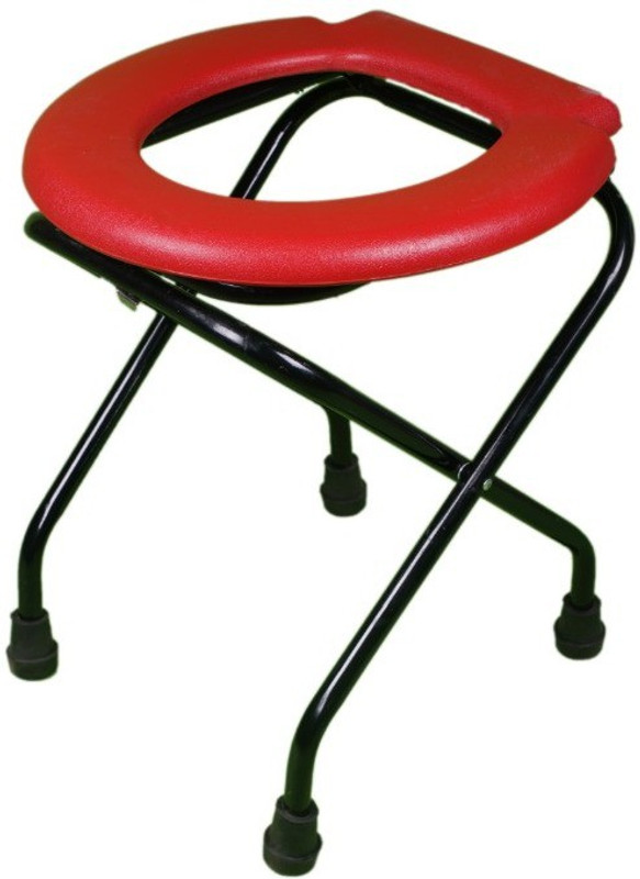 neosafe STAINLESS STEEL COMMODE STOOL ROUND Commode Shower Chair(Red)