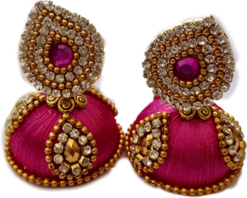 blue jays hub Maahi silk thread earrings Silk Dori Jhumki Earring