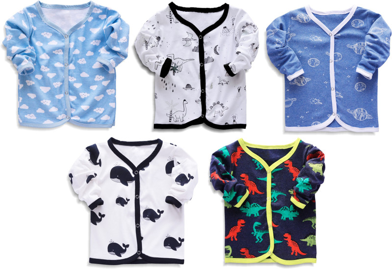x2o Baby Girls Casual Cotton Jersey Full Sleeve Top(Blue, Pack of 5)