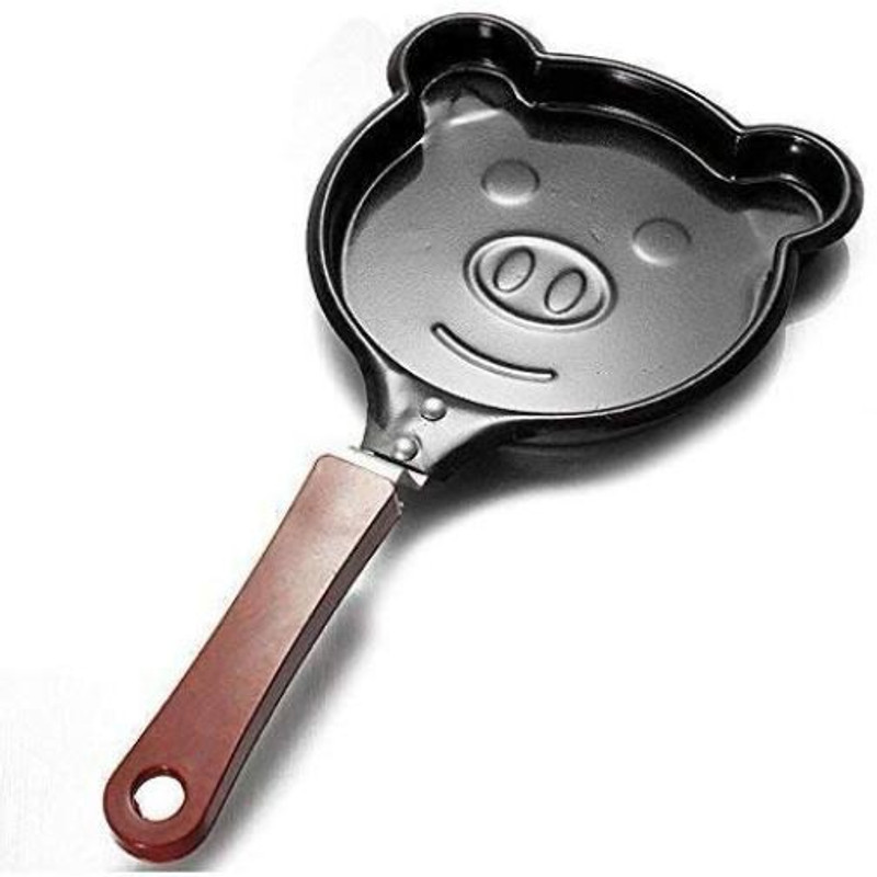 swamatesh Cartoon Shape Mini Non-Stick Egg Frying Fry Pan 12 cm diameter with Lid(Aluminium, Non-stick, Induction Bottom)