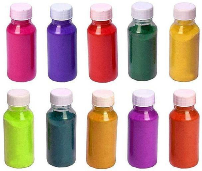 nihit Pack of 10 Rangoli Powder(Multicolor)