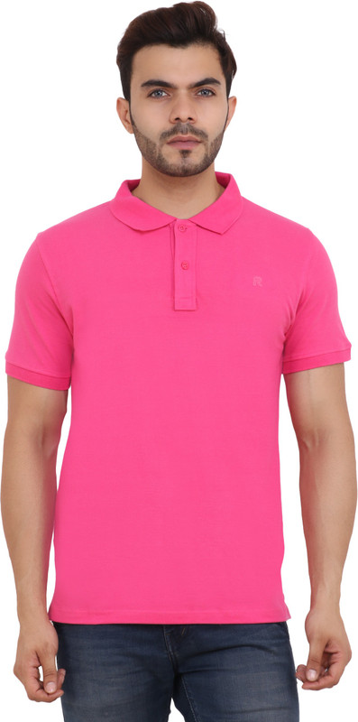 fuselage Solid Men Polo Neck Pink T-Shirt