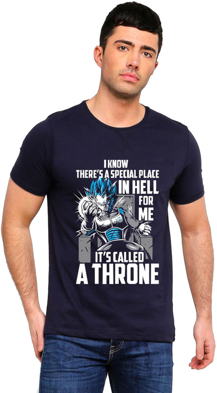 9tails Printed Men Round Neck Dark Blue T-Shirt