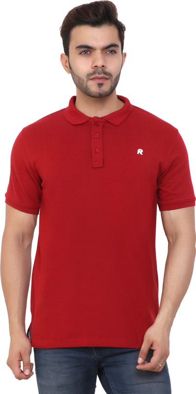 fuselage Solid Men Polo Neck Red T-Shirt
