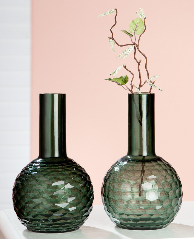 shobhana enterprises FV - 306 Glass Vase(10 inch, Grey)