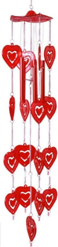 shanol Shanol Red Heart Wind Chime for home decoration Windchime (25 inch, Red) red heart wind chime for home decoration love heart wind chime. 5 aluminium pipe and 21 beautifull red heart hangging around the pipes love wind chime. (length :- 25 inch ) plastic heart wind chime for home decoration al
