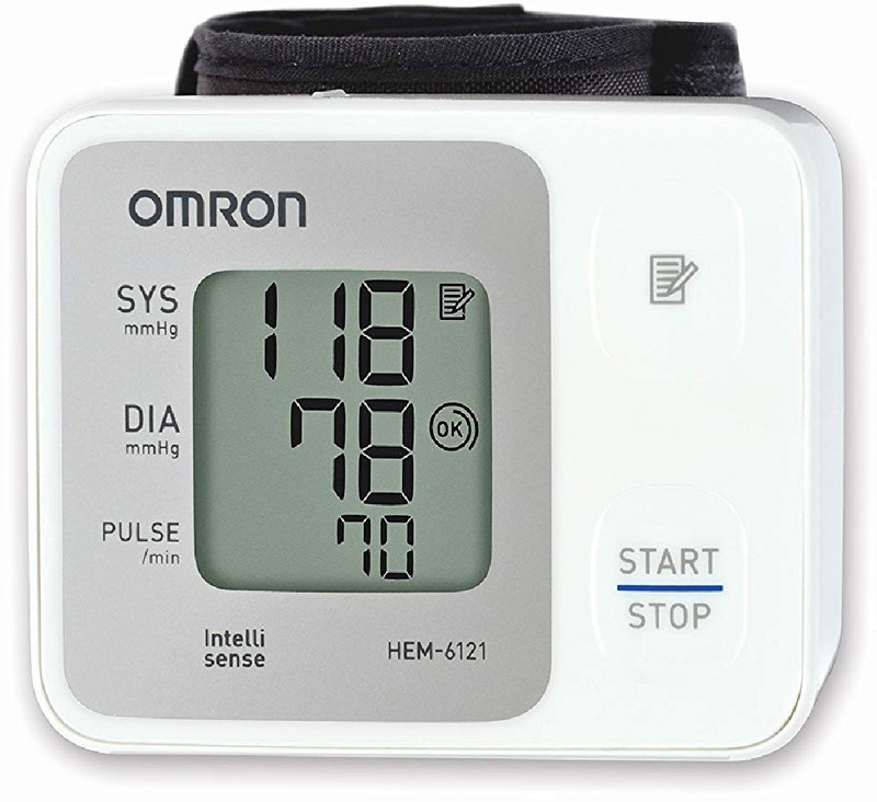 Omron HEM-6121 Bp Monitor Fully Automatic Wrist Type HEM 6121 Fully Automatic Wrist Type Digital Blood Pressure Monitor With Intellisense Technology & Cuff Wrapping Guide For Most Accurate Measurement Bp Monitor(Multicolor)